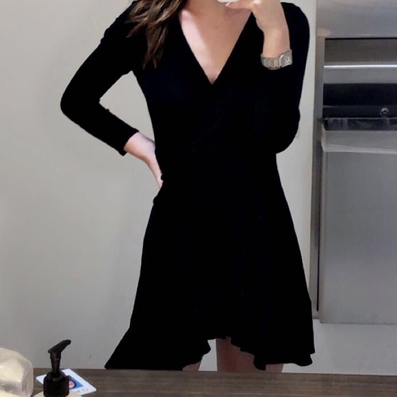 Aqua Longsleeve Black Wrap Dress - Picture 3 of 3